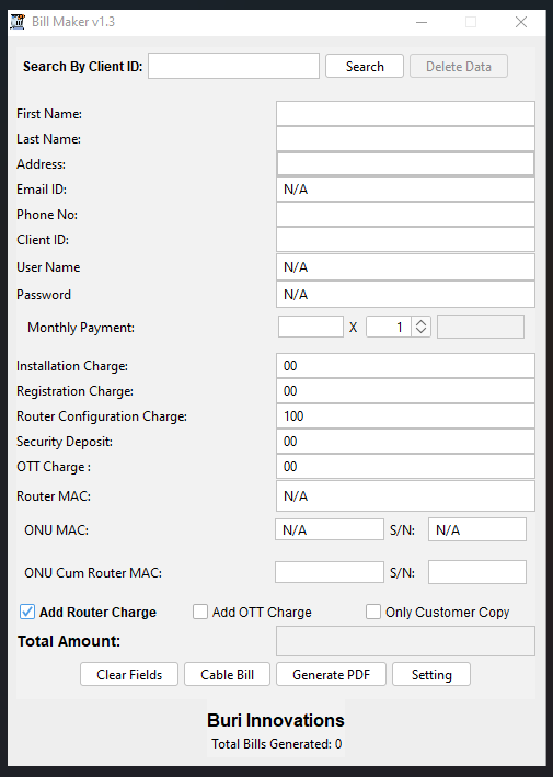 Bill Maker Dashboard